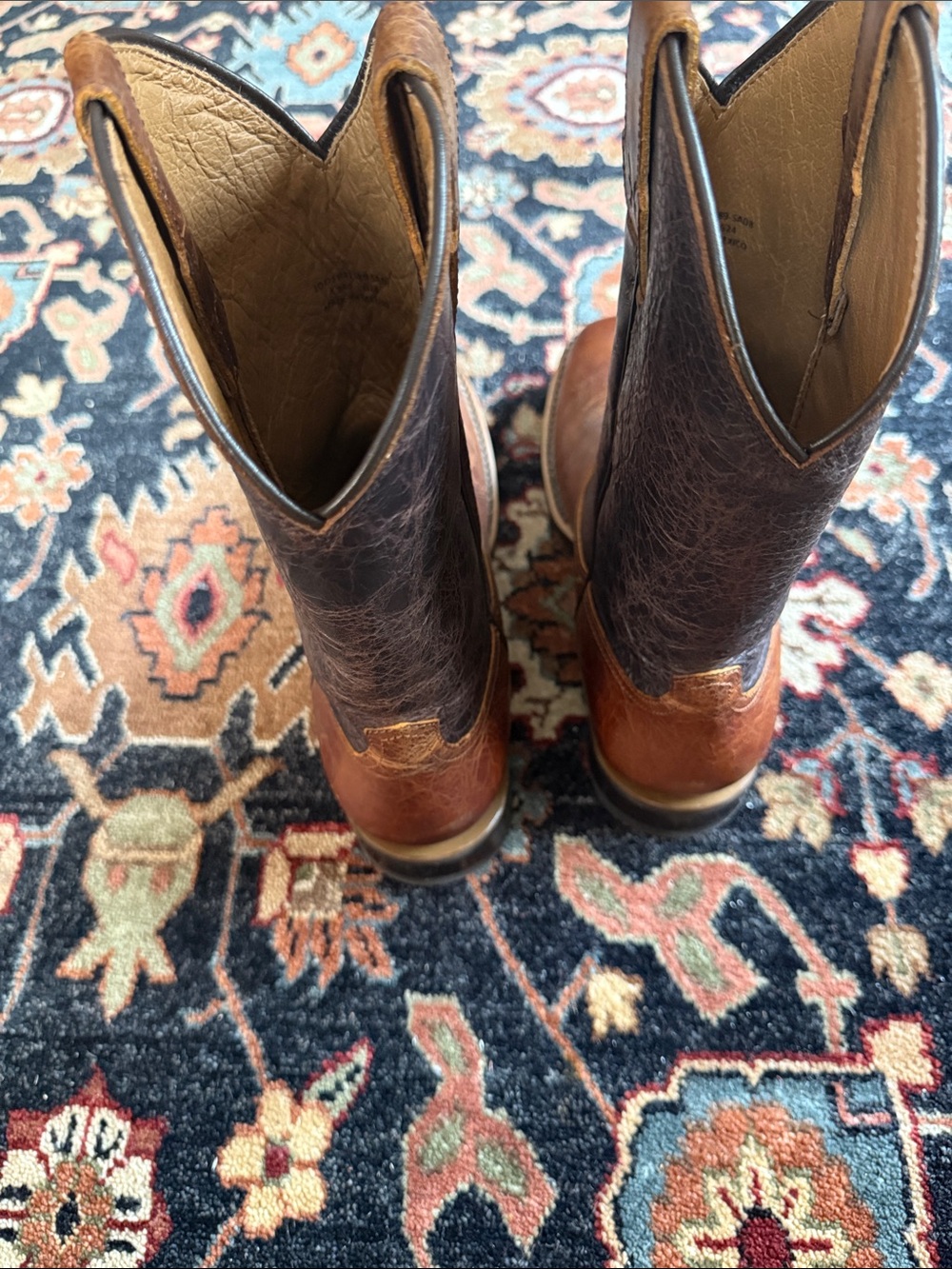 Frye /Cole Hauser Two-Tone Brown Leather Cowboy Boots - Picture 2 of 7